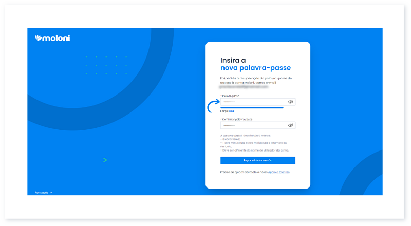 Como recuperar os meus dados de acesso no Moloni 5